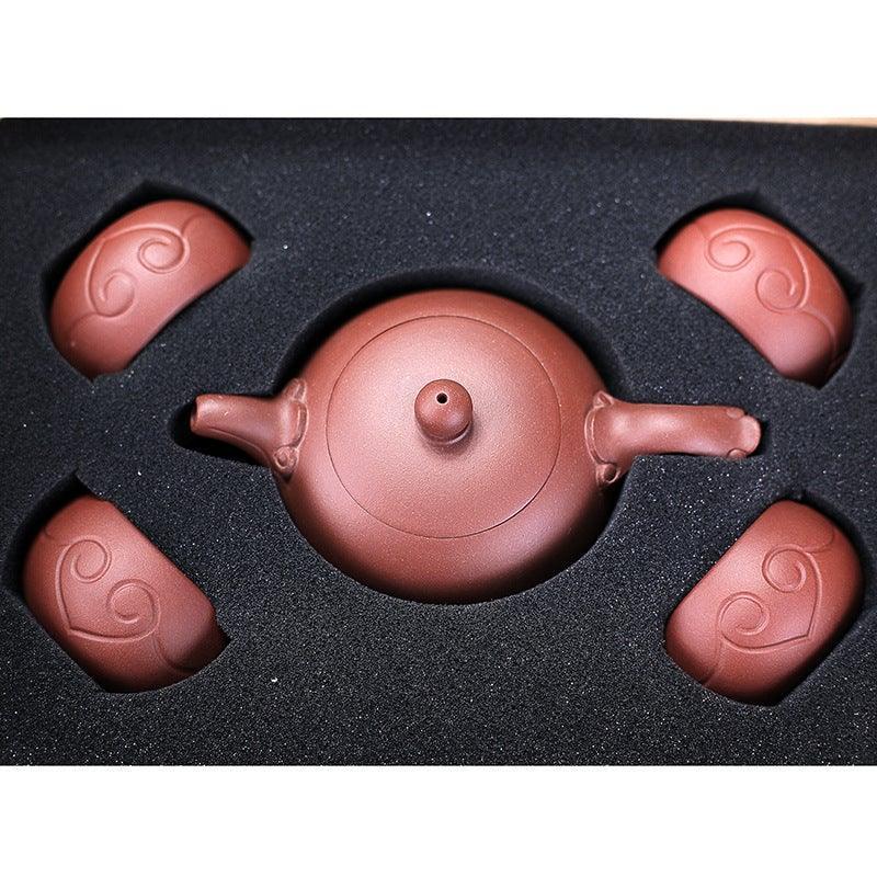 Yixing Zisha Teapot Set [Wishful Xishi] (Zi Ni - 240ml) - YIQIN TEA HOUSE | yiqinteahouse.com | 200-300ml, teapot, teaware, teaware set, zisha teapot