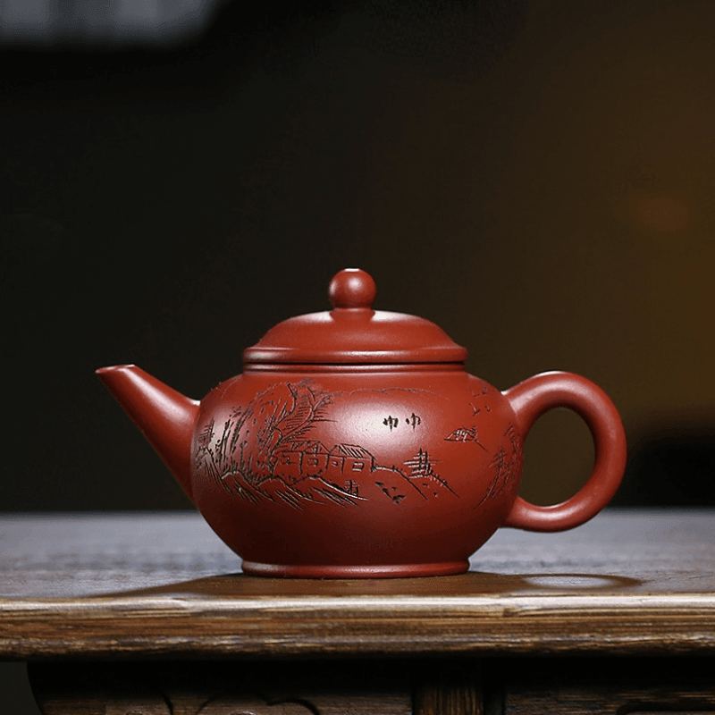 Yixing Zisha Teapot [Shan Jing Shui Ping] (Dahongpao - 210ml) - YIQIN TEA HOUSE | yiqinteahouse.com | 200-300ml, teapot, teaware, zisha teapot