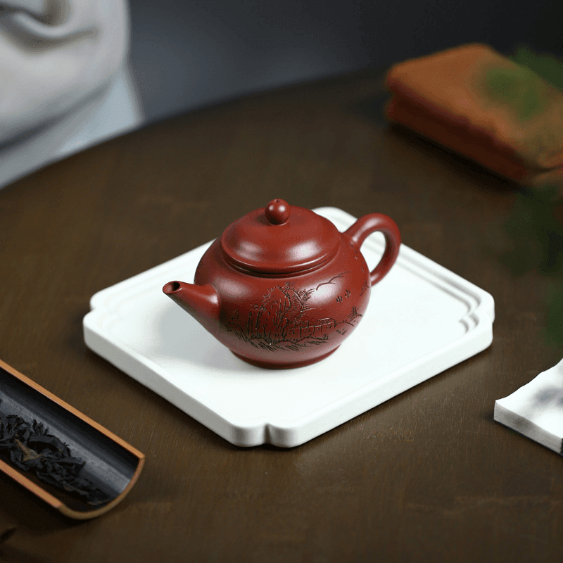 Yixing Zisha Teapot [Shan Jing Shui Ping] (Dahongpao - 210ml) - YIQIN TEA HOUSE | yiqinteahouse.com | 200-300ml, teapot, teaware, zisha teapot