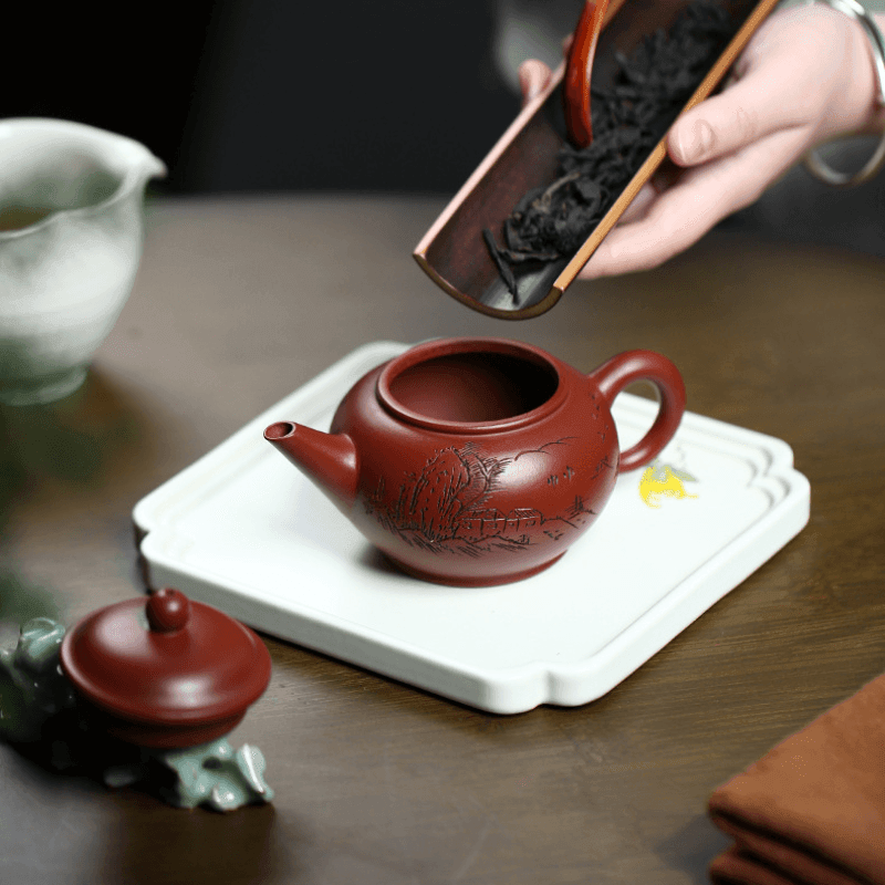 Yixing Zisha Teapot [Shan Jing Shui Ping] (Dahongpao - 210ml) - YIQIN TEA HOUSE | yiqinteahouse.com | 200-300ml, teapot, teaware, zisha teapot