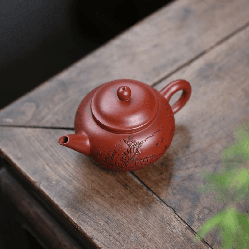 Yixing Zisha Teapot [Shan Jing Shui Ping] (Dahongpao - 210ml) - YIQIN TEA HOUSE | yiqinteahouse.com | 200-300ml, teapot, teaware, zisha teapot