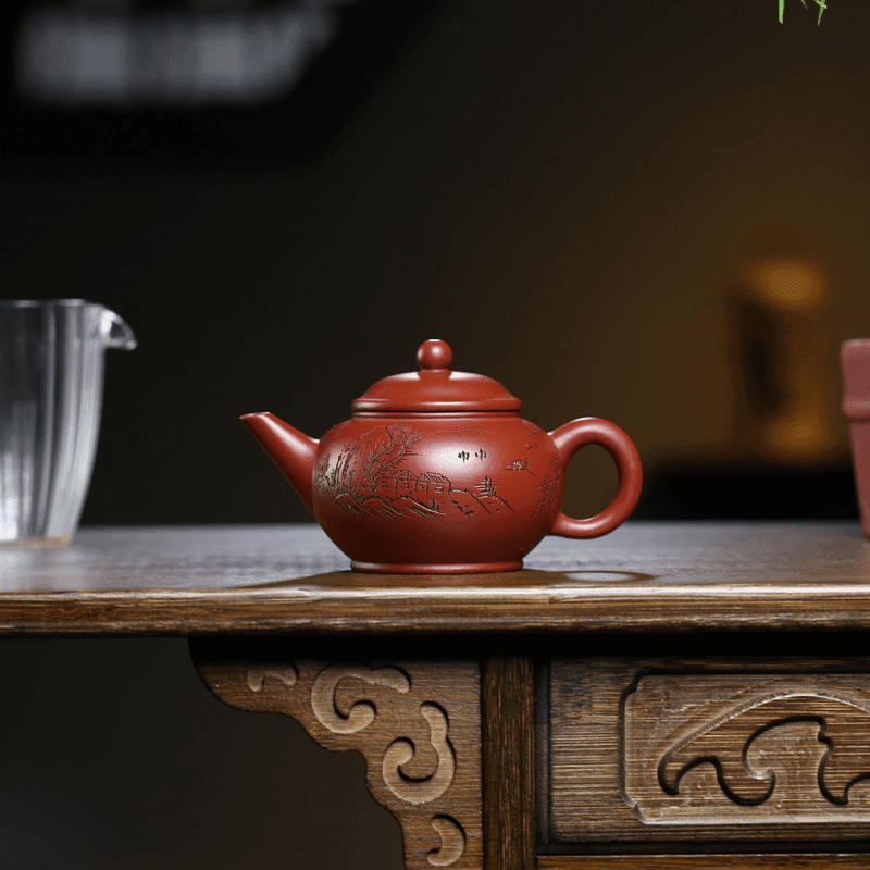 Yixing Zisha Teapot [Shan Jing Shui Ping] (Dahongpao - 210ml) - YIQIN TEA HOUSE | yiqinteahouse.com | 200-300ml, teapot, teaware, zisha teapot