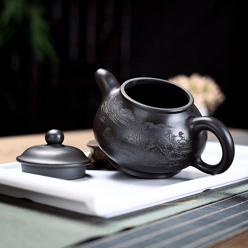 Yixing Zisha Teapot [Shanshui Pun Pot] (Shi Huang - 330ml) - YIQIN TEA HOUSE | yiqinteahouse.com | >300ml, new arrival, teapot, teaware, zisha teapot