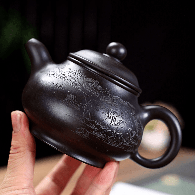 Yixing Zisha Teapot [Shanshui Pun Pot] (Shi Huang - 330ml) - YIQIN TEA HOUSE | yiqinteahouse.com | >300ml, new arrival, teapot, teaware, zisha teapot