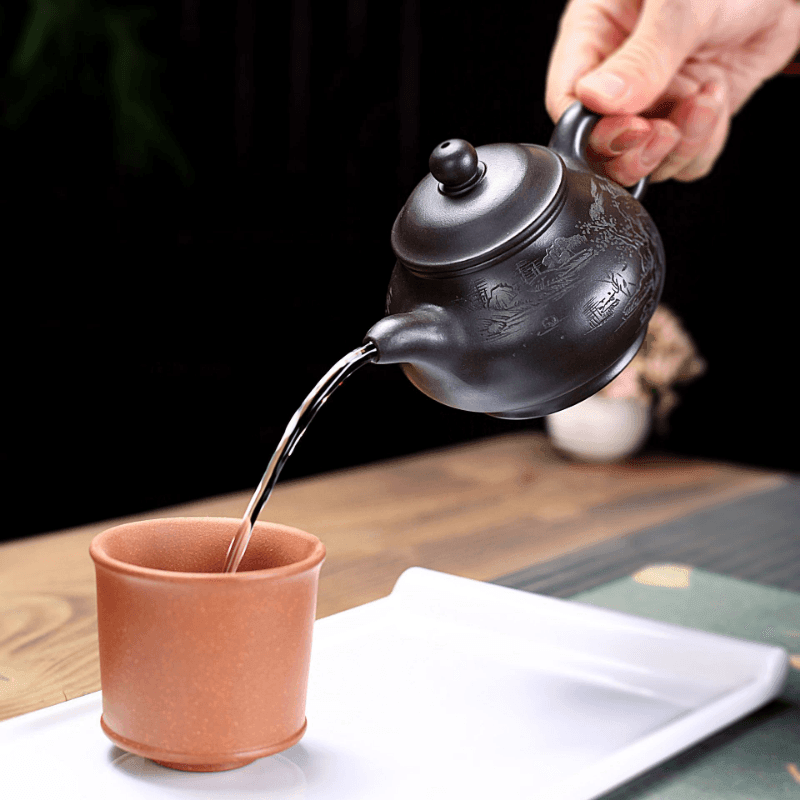 Yixing Zisha Teapot [Shanshui Pun Pot] (Shi Huang - 330ml) - YIQIN TEA HOUSE | yiqinteahouse.com | >300ml, new arrival, teapot, teaware, zisha teapot