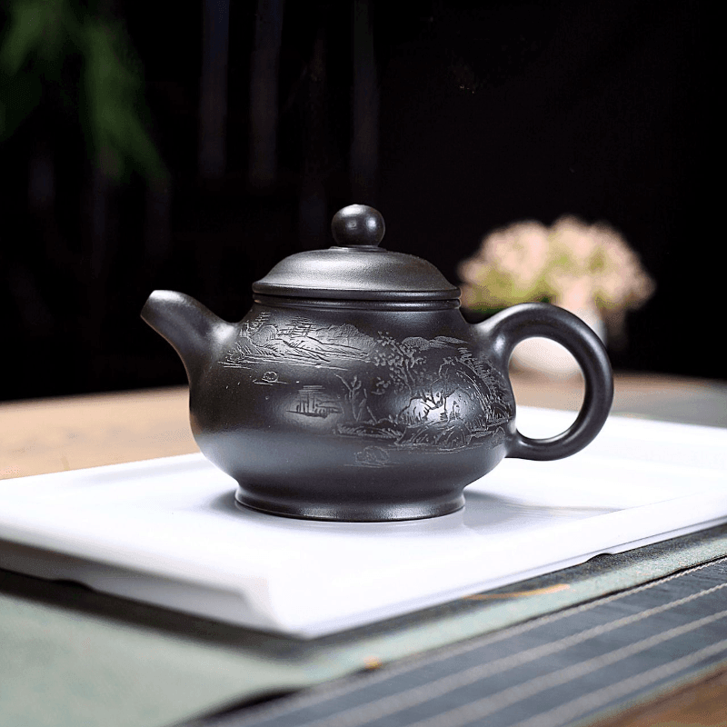 Yixing Zisha Teapot [Shanshui Pun Pot] (Shi Huang - 330ml) - YIQIN TEA HOUSE | yiqinteahouse.com | >300ml, new arrival, teapot, teaware, zisha teapot