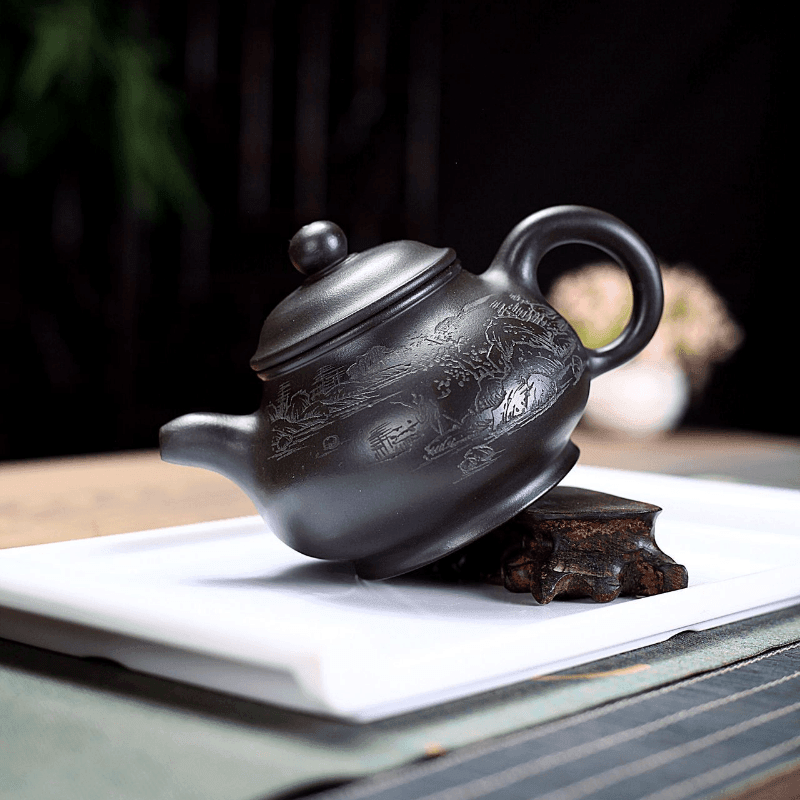 Yixing Zisha Teapot [Shanshui Pun Pot] (Shi Huang - 330ml) - YIQIN TEA HOUSE | yiqinteahouse.com | >300ml, new arrival, teapot, teaware, zisha teapot