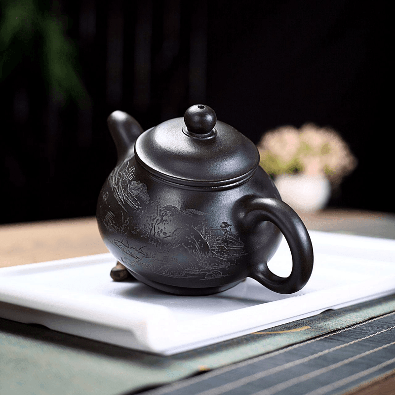 Yixing Zisha Teapot [Shanshui Pun Pot] (Shi Huang - 330ml) - YIQIN TEA HOUSE | yiqinteahouse.com | >300ml, new arrival, teapot, teaware, zisha teapot