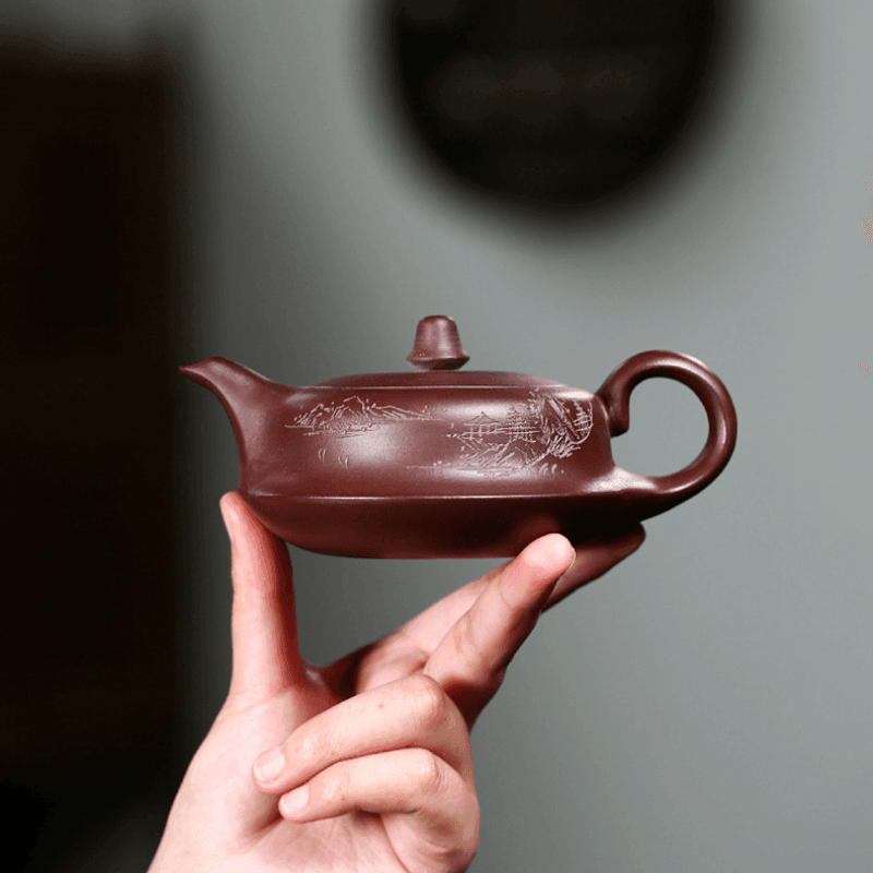 Yixing Zisha Teapot [Shanshui Quhu] (Zi Ni - 190ml) - YIQIN TEA HOUSE | yiqinteahouse.com | <200ml, new arrival, teapot, teaware, zisha teapot