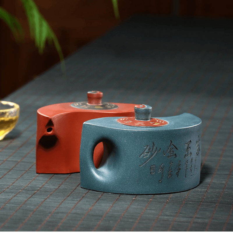 Yixing Zisha Teapot [Tai Chi Bagua] (Qing Shui Ni/Lu Ni - 200ml x 2) - YIQIN TEA HOUSE | yiqinteahouse.com | 200-300ml, >300ml, teapot, teaware, zisha teapot