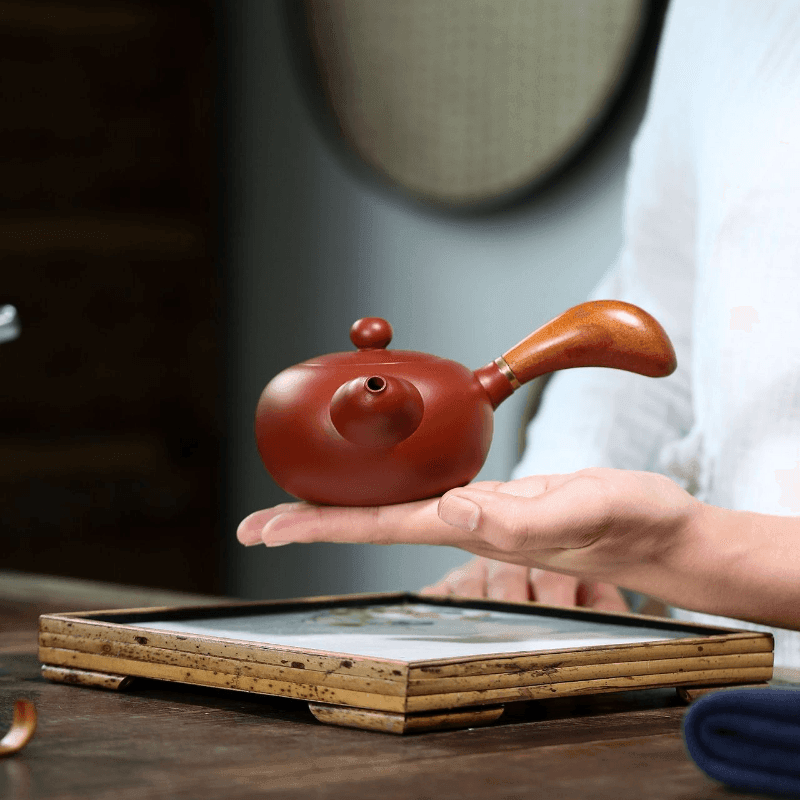 Yixing Zisha Teapot [Tang Yu Side Handle Pot] (Dahongpao - 220ml) - YIQIN TEA HOUSE | yiqinteahouse.com | 200-300ml, teapot, teaware, zisha teapot