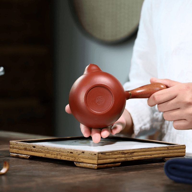 Yixing Zisha Teapot [Tang Yu Side Handle Pot] (Dahongpao - 220ml) - YIQIN TEA HOUSE | yiqinteahouse.com | 200-300ml, teapot, teaware, zisha teapot