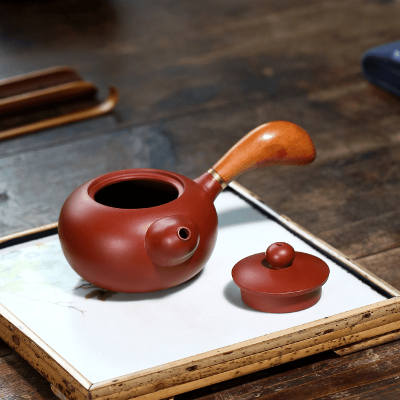 Yixing Zisha Teapot [Tang Yu Side Handle Pot] (Dahongpao - 220ml) - YIQIN TEA HOUSE | yiqinteahouse.com | 200-300ml, teapot, teaware, zisha teapot