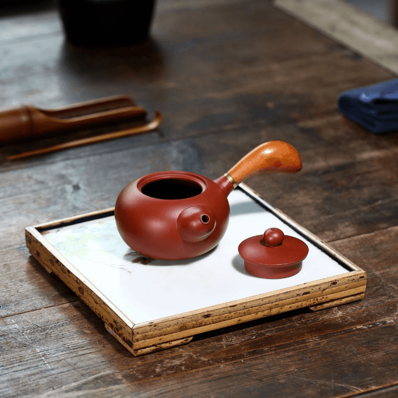 Yixing Zisha Teapot [Tang Yu Side Handle Pot] (Dahongpao - 220ml) - YIQIN TEA HOUSE | yiqinteahouse.com | 200-300ml, teapot, teaware, zisha teapot