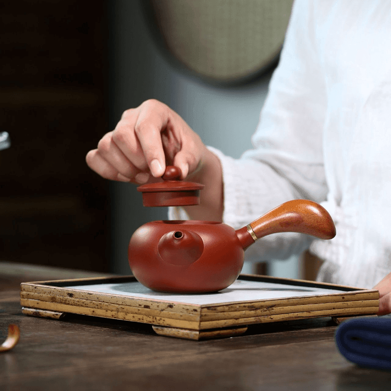 Yixing Zisha Teapot [Tang Yu Side Handle Pot] (Dahongpao - 220ml) - YIQIN TEA HOUSE | yiqinteahouse.com | 200-300ml, teapot, teaware, zisha teapot