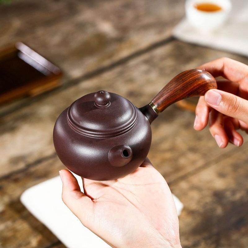 Yixing Zisha Teapot [Tang Yu Side Handle Pot] (Zi Ni - 220ml) - YIQIN TEA HOUSE | yiqinteahouse.com | 200-300ml, teapot, teaware, zisha teapot