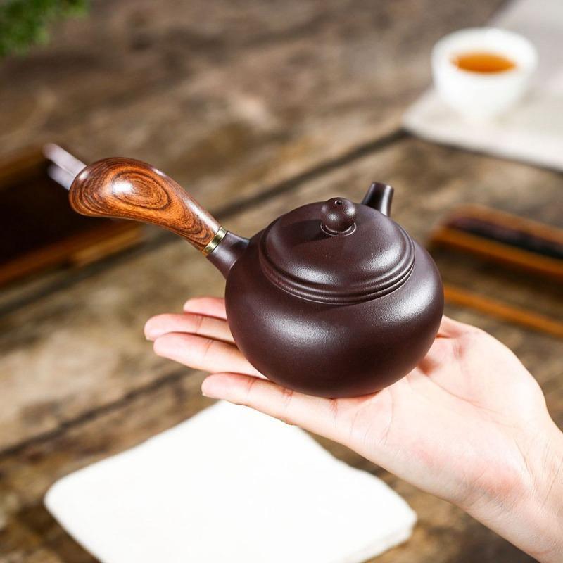 Yixing Zisha Teapot [Tang Yu Side Handle Pot] (Zi Ni - 220ml) - YIQIN TEA HOUSE | yiqinteahouse.com | 200-300ml, teapot, teaware, zisha teapot