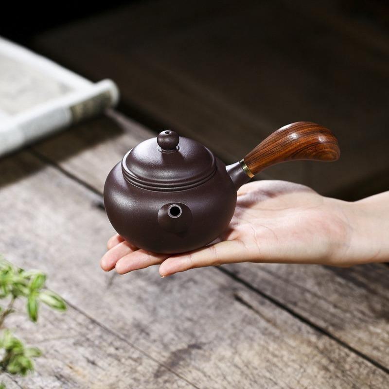 Yixing Zisha Teapot [Tang Yu Side Handle Pot] (Zi Ni - 220ml) - YIQIN TEA HOUSE | yiqinteahouse.com | 200-300ml, teapot, teaware, zisha teapot