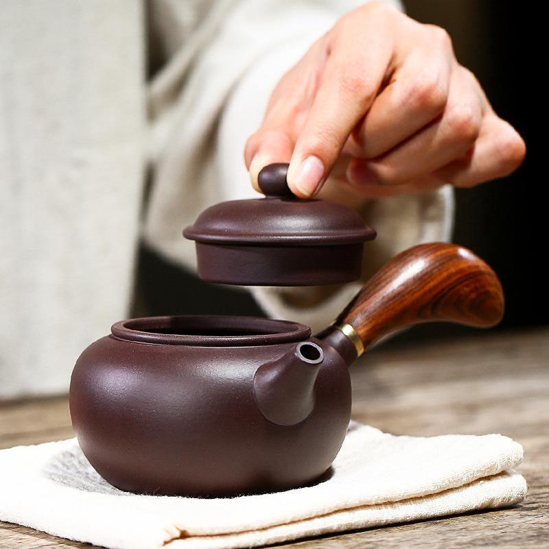 Yixing Zisha Teapot [Tang Yu Side Handle Pot] (Zi Ni - 220ml) - YIQIN TEA HOUSE | yiqinteahouse.com | 200-300ml, teapot, teaware, zisha teapot