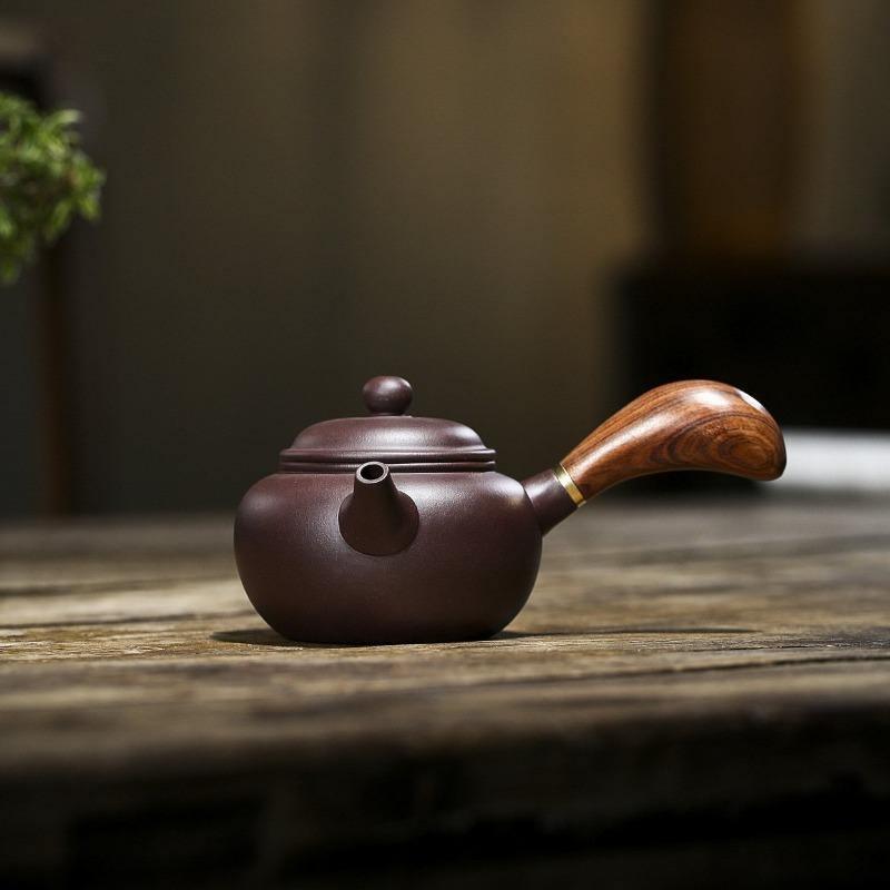 Yixing Zisha Teapot [Tang Yu Side Handle Pot] (Zi Ni - 220ml) - YIQIN TEA HOUSE | yiqinteahouse.com | 200-300ml, teapot, teaware, zisha teapot