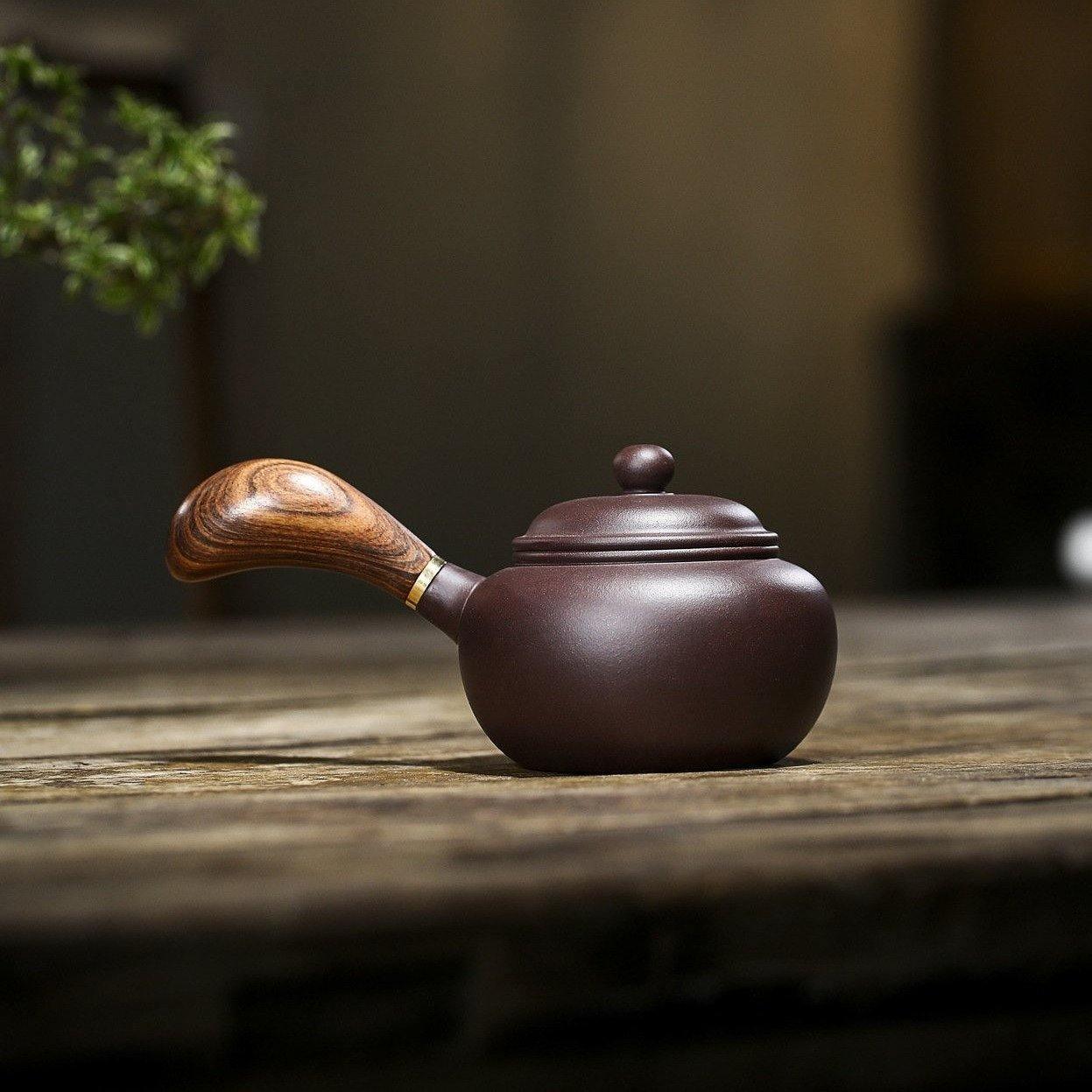 Yixing Zisha Teapot [Tang Yu Side Handle Pot] (Zi Ni - 220ml) - YIQIN TEA HOUSE | yiqinteahouse.com | 200-300ml, teapot, teaware, zisha teapot