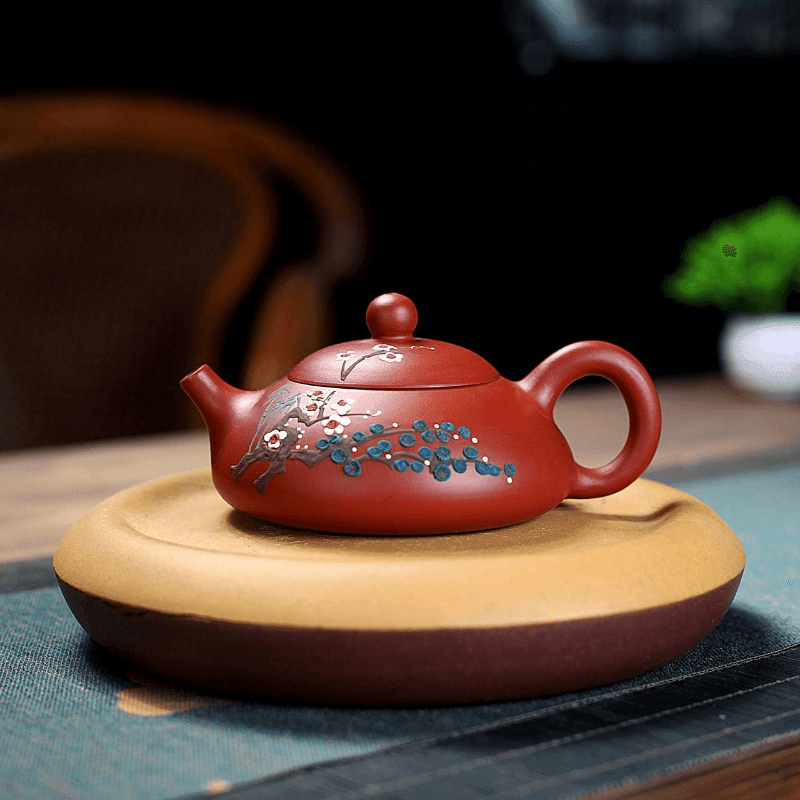 Yixing Purple Clay Teapot [Three Friends of Winter] | 宜兴紫砂壶 原矿大红袍 [岁寒三友] - YIQIN TEA HOUSE 一沁茶舍  |  yiqinteahouse.com