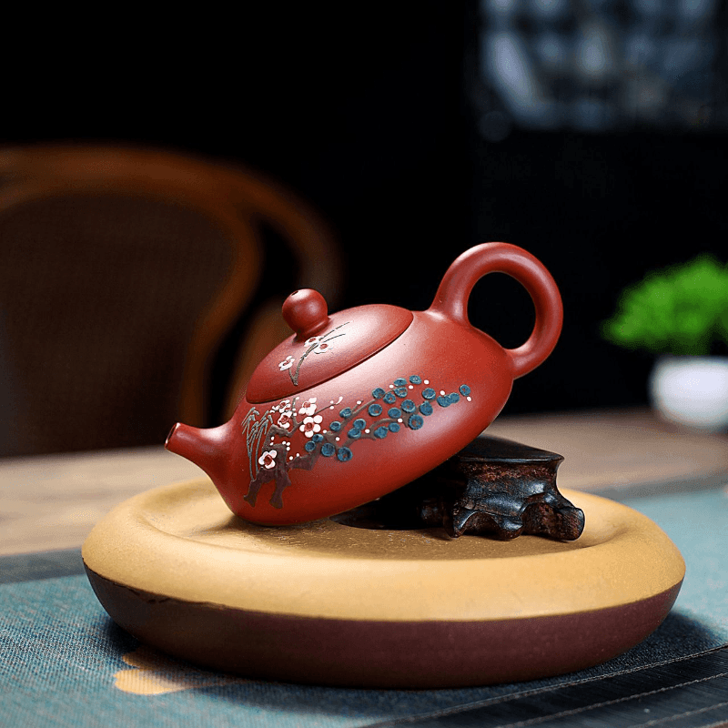 Yixing Purple Clay Teapot [Three Friends of Winter] | 宜兴紫砂壶 原矿大红袍 [岁寒三友] - YIQIN TEA HOUSE 一沁茶舍  |  yiqinteahouse.com