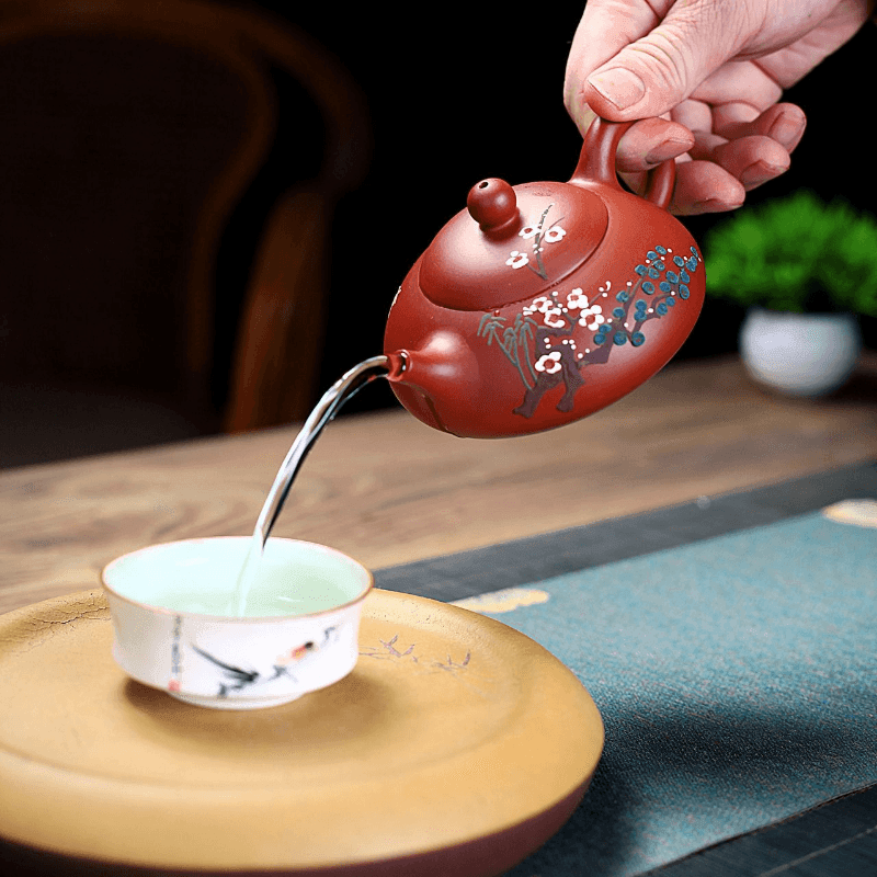 Yixing Purple Clay Teapot [Three Friends of Winter] | 宜兴紫砂壶 原矿大红袍 [岁寒三友] - YIQIN TEA HOUSE 一沁茶舍  |  yiqinteahouse.com