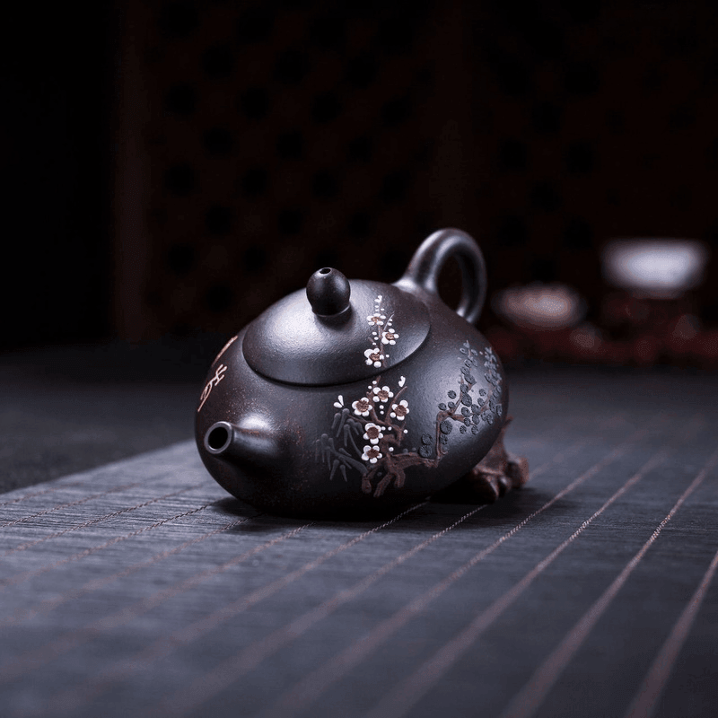 Yixing Zisha Teapot [Three Friends of Winter] (Hei Jin Sha - 160ml) - YIQIN TEA HOUSE | yiqinteahouse.com | <200ml, teapot, teapot hot picks, teaware, zisha teapot