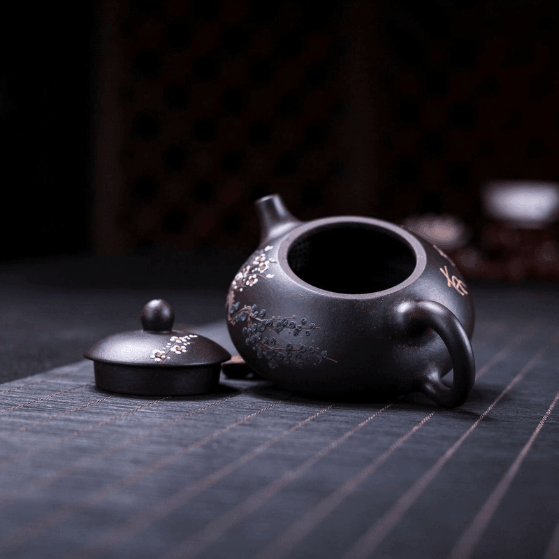 Yixing Zisha Teapot [Three Friends of Winter] (Hei Jin Sha - 160ml) - YIQIN TEA HOUSE | yiqinteahouse.com | <200ml, teapot, teapot hot picks, teaware, zisha teapot