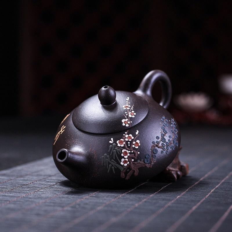 Yixing Zisha Teapot [Three Friends of Winter] (Hei Jin Sha - 160ml) - YIQIN TEA HOUSE | yiqinteahouse.com | <200ml, teapot, teapot hot picks, teaware, zisha teapot