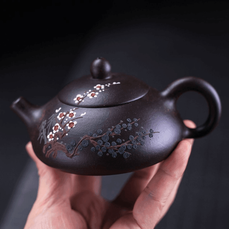 Yixing Zisha Teapot [Three Friends of Winter] (Hei Jin Sha - 160ml) - YIQIN TEA HOUSE | yiqinteahouse.com | <200ml, teapot, teapot hot picks, teaware, zisha teapot