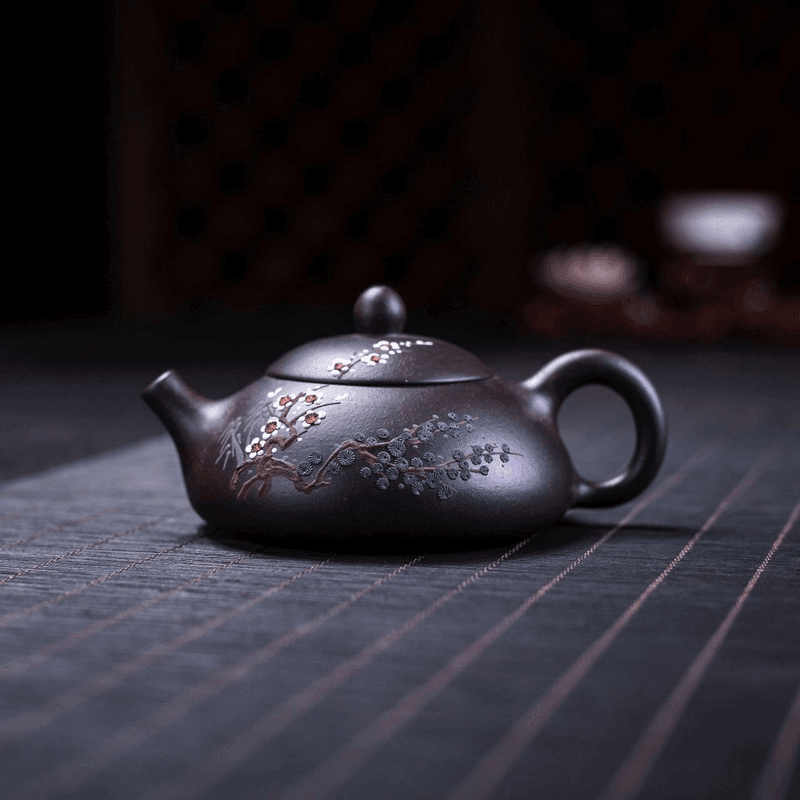 Yixing Zisha Teapot [Three Friends of Winter] (Hei Jin Sha - 160ml) - YIQIN TEA HOUSE | yiqinteahouse.com | <200ml, teapot, teapot hot picks, teaware, zisha teapot