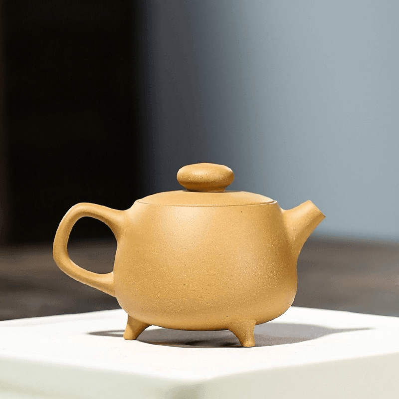 Yixing Zisha Teapot [Three Legs Tripod] (Huangjin Duan Ni - 190ml) - YIQIN TEA HOUSE | yiqinteahouse.com | <200ml, teapot, teaware, zisha teapot