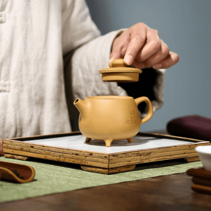 Yixing Purple Clay Teapot [Three Legs Tripod] | 宜兴紫砂壶 原矿黄金段泥 [三足九鼎] - YIQIN TEA HOUSE 一沁茶舍  |  yiqinteahouse.com