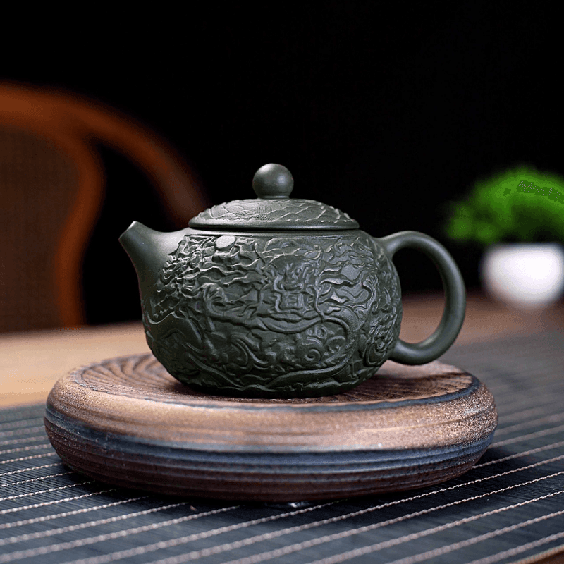 Yixing Zisha Teapot [Xiang Long Xishi] (Lu Ni - 230ml) - YIQIN TEA HOUSE | yiqinteahouse.com | 200-300ml, teapot, teaware, zisha teapot