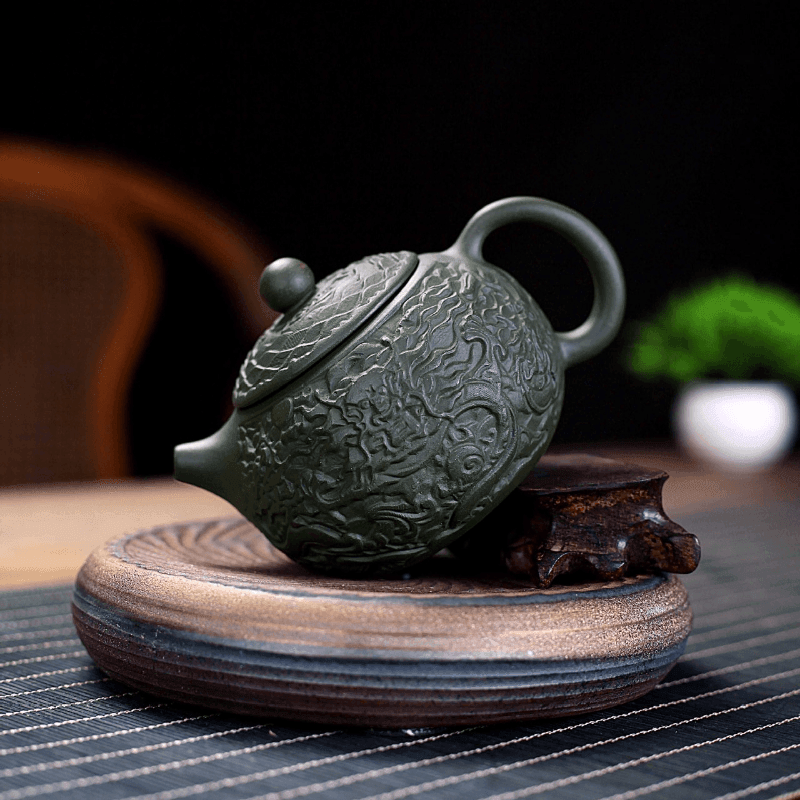 Yixing Zisha Teapot [Xiang Long Xishi] (Lu Ni - 230ml) - YIQIN TEA HOUSE | yiqinteahouse.com | 200-300ml, teapot, teaware, zisha teapot