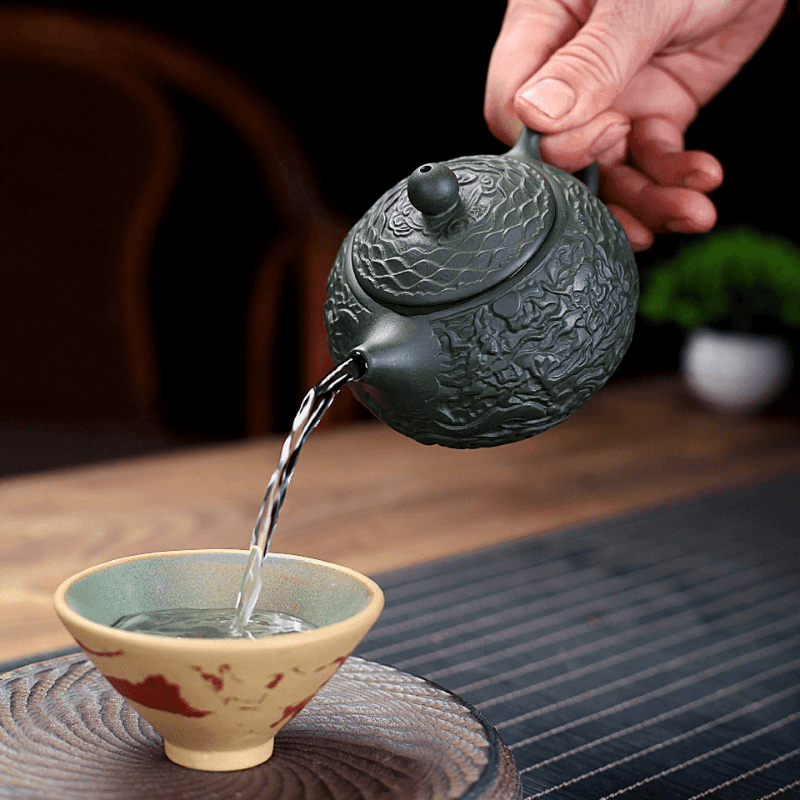 Yixing Zisha Teapot [Xiang Long Xishi] (Lu Ni - 230ml) - YIQIN TEA HOUSE | yiqinteahouse.com | 200-300ml, teapot, teaware, zisha teapot