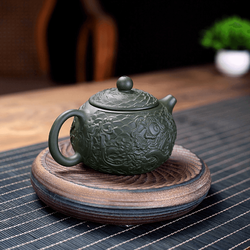 Yixing Zisha Teapot [Xiang Long Xishi] (Lu Ni - 230ml) - YIQIN TEA HOUSE | yiqinteahouse.com | 200-300ml, teapot, teaware, zisha teapot