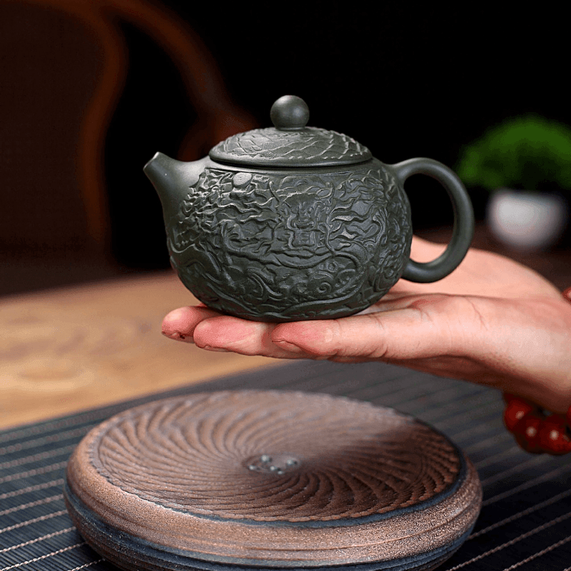 Yixing Zisha Teapot [Xiang Long Xishi] (Lu Ni - 230ml) - YIQIN TEA HOUSE | yiqinteahouse.com | 200-300ml, teapot, teaware, zisha teapot