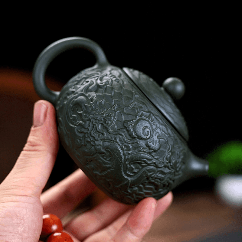 Yixing Zisha Teapot [Xiang Long Xishi] (Lu Ni - 230ml) - YIQIN TEA HOUSE | yiqinteahouse.com | 200-300ml, teapot, teaware, zisha teapot