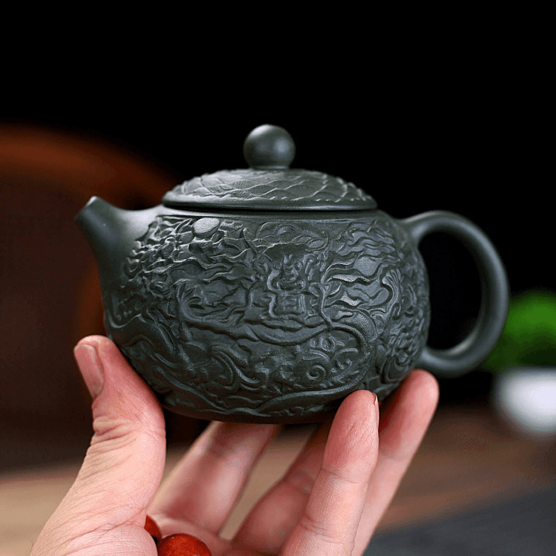 Yixing Zisha Teapot [Xiang Long Xishi] (Lu Ni - 230ml) - YIQIN TEA HOUSE | yiqinteahouse.com | 200-300ml, teapot, teaware, zisha teapot