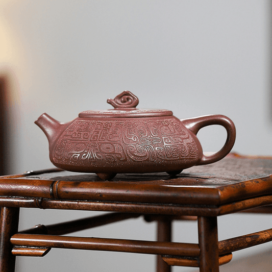 Yixing Zisha Teapot [Xiangyun Bian Piao] (Zi Ni - 320ml) - YIQIN TEA HOUSE | yiqinteahouse.com | >300ml, new arrival, teapot, teaware, zisha teapot