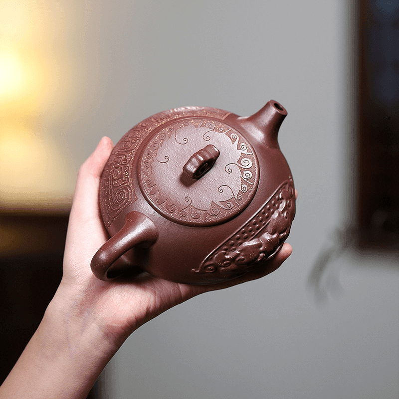 Yixing Zisha Teapot [Xiangyun Bian Piao] (Zi Ni - 320ml) - YIQIN TEA HOUSE | yiqinteahouse.com | >300ml, new arrival, teapot, teaware, zisha teapot