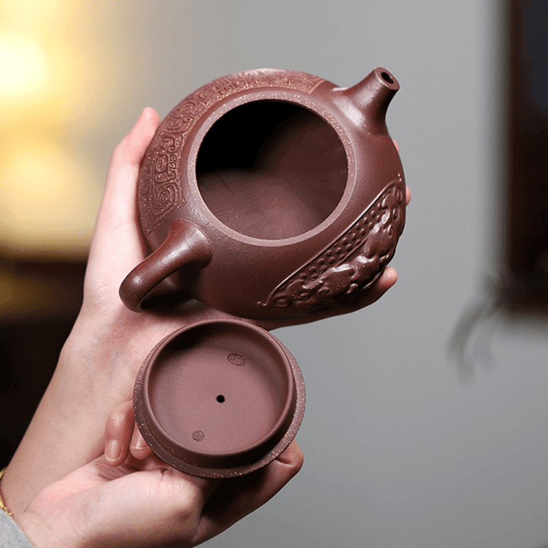 Yixing Zisha Teapot [Xiangyun Bian Piao] (Zi Ni - 320ml) - YIQIN TEA HOUSE | yiqinteahouse.com | >300ml, new arrival, teapot, teaware, zisha teapot