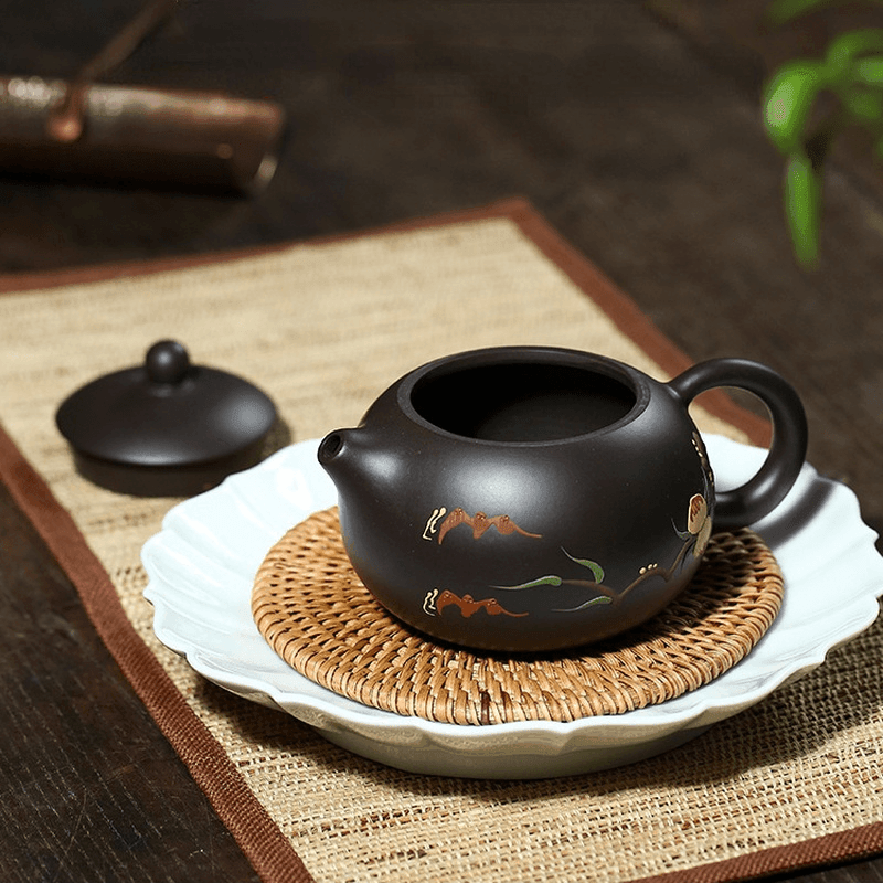 Yixing Zisha Teapot [Xiantao Xishi] (Hei Ni - 250ml) - YIQIN TEA HOUSE | yiqinteahouse.com | 200-300ml, teapot, teaware, zisha teapot